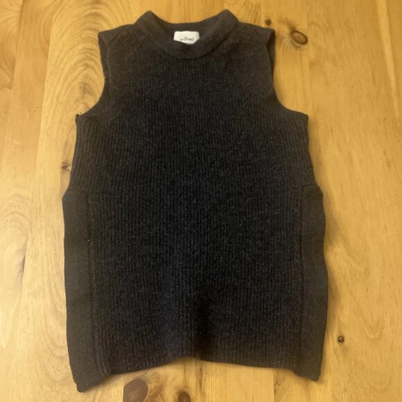 Aritzia Wilfred Women's Size XS Palmier Sweater 100% Wool Gray Tunic Crew Neck - Picture 1 of 9